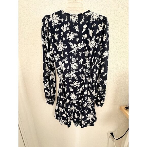Blue Rain Navy and White Floral Mini‎ Wrap Dress. Romantic, Vacation, Holiday. M - Picture 6 of 8